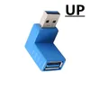 Blå 90 graders vertikal övre vänster och nedre högra hörn USB 3.0 Man till kvinnlig M/F Adapterkontaktomvandlare