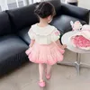 Clothing Sets 2024 Summer Baby Girls Children Floral Shirt Bow TUTU Skirt Lace Princess Costumes Kids Clothes Outfits 2-8 Years