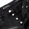 Kvinnors byxor 2024 Purple Brand Jeans American High Street Ripped Ink Spleted Ejressed Black Wash Stylish and Slim