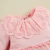 Mädchenkleider 6-36 Monate Kleinkindmädchen Kleid Spitzenpuppenkragen Bobbles Tüll Hem für Frühling Casual Prinzessin mit Hut