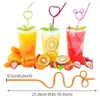 Copas descartáveis canudos 10pcs colorir palha de palha de plástico Proteção ambiental de forma especial Twisting Design para suco de milkshake Gift Kids Party Party