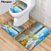 Mattes de bain Terreau Europe Toilet Toilet Printic Imprimez de salle de bain Mat de bain Set U Forme Carpets Floor Decor Lid Cover