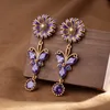 Vintage flower women's earring hand-painted enamel inlaid diamond copper 18K gold plated luxury flower ear studs New design DJ-01