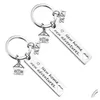 Keychains Lanyards Rostfritt stål Husuppvärmning Keychain Pendant Family Love Creative House Lage Decoration Key Ring 12x50mm helhet DH9M3