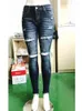 Jeans femminile da donna donne allungare la matita magra a matita hip hop hop slim fit pantaloni di jeans angoscia