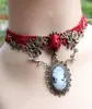 Pendanthalsband Stylish Cameo Red Rose Lace Fashion Halsband smycken Kvinnor gåva Xmas Ethnic Bohemian Choker 12236793255