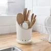 Küche Aufbewahrungs Kunststoff Besteckhalter Abflussbehälter Trocknungsregal Nicht -Schlupf -Geschirr Messer Löffel Gabel Box Organizer