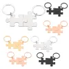 Anéis por atacado 10pcs/lote em branco Puzzle Keychain Keychains de aço inoxidável para Casal Gift DIY Custom Feminino Feminino Feminino