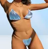 Micro Bikini Frauen klare Riemen Push Up Bra Neon Gelbgold transparent Badeanzug Frauen Dreieck Bather Thong Swimwear Biquini5241460