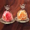 Dekorativa blommor Romantiska alla hjärtans dag Artificial Rose Flower In Glass Dome Wedding Mother's Decor Ornament Party Products