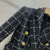 2024 Dameskleding Zwarte plaid Double Breasted Jacket Spring Summer Nieuw 412