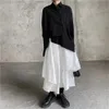 Gothic Frosty Irregular Skirts Pant High Waist Solid White Black Brown Long Pleated Korean Hip Hop Streetwear 240411