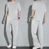 Herren-Tracksuiten Solid Color Casual Outfit Männer Aktivkleidung Sommer Set O-Neck Kurzarm T-Shirt Wide Leghose für jeden Tag