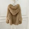 Womens Fur Faux Winter Fox Hair Woven Coat Double Sided Women Long Sleeve Liner Style Female Jackets 231031