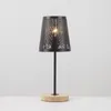 Tafellampen oygroup bedlamp met houten zwarte metalen stick en holle lampenkap E14 voor slaapkamers kantoor meisjes kamer slaapzaal din drop d dh9uy