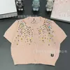 Designer Women's Knits & Tees round neck sequin knitted short sleeved cardigan womens candy colored sweet small jacket 2024 spring/summer new VS7L