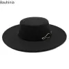 Caps Bauhiniua Lã Felta Fedoras Jazz Cap 2022 Winter Hat Hat Top Chapé