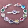 Halsbandörhängen Set 925 Sterling Silver Set Multicolor Cubic Zirconia Birthstone för kvinnor som sätter europeiska bröllopsmycken YZ0569