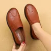 Casual Shoes Female Retro Leather Flats Comfortable Loafer Women Vintage Y2K For Ladies Moccasins Zapatos Mujer