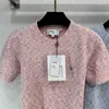 Kvinnors t-shirtdesigner 2024 Vår/sommar Nya Nanyou Cha Girls 'åldrande reduktion Färgkontrast Brev Broderi Bubble Sleeves Sticked Short Sleeved Women 58H4