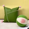 Pillow Luxury Spherical Design White Green Patchwork Round Ball Shape Plush Stuffed For Sofa Throw Kid Room Decor