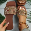 Slippers 2024 Women's Summer Luxury Sequin Designer Flat Anti-Slip Sandals Sexy Slingback Outdoor Leisure Vacation Flip Flops