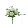 Kwiaty dekoracyjne 30 cm sztuczny kwiat róży jedwabny bukiet Peony 5 Big Head 4 Mały pąk Wedding Home Decoration Flowe