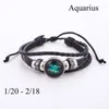 Bracelets Charm Fashion 12 Constelations Signo Zodiac Leather para hombres Joyas para niños Joyas ajustables Botón de botón multicapa pulsera