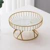 Plates Golden Metal Iron Wire Fruit Stand Dish Serving Bowl For Cabinet Dining Table