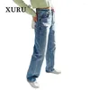 Women's Jeans Xuru - European och American Loose Straight Cut Wear Casual High Stretch Pants K1-690