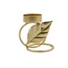 Ljushållare Metal Leaf Ring Holder For Creative Candlestick Ornament Desktop Decor Romantic Dinner Dining Table Decoratio