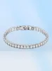 Bracelets de link Real Moissanite Tennis Bracelet para Women S925 Sterling Silver 4mm Diamonds Bangles Chains Jewelry1440861