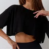 S - XL Women Crop Top Yoga T-shirts Summer Casual Loose Running Sports Top Sportswear Round Neck Short Sleeve Streetwear A096 240327