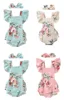 Retailwhole Baby Girls Floral Rober avec un bandeau d'arc 3 couleurs nouveau-né pour enfants à mouche à volant princesse Onepiece JUM2891227