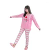 Huiskleding schattige losse casual vrouwen lingerie ronde nek pyjama's set met lange broek mouw huiskleding slaapkleding nachtkastje