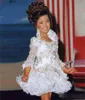 Glitz Pageant -jurken voor meisjes kleine meisjesjurken 34 mouw kralen kristallen strass ruches cupcake optochtjurk1299054