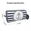 Cosmetic Bags Navy Blue Stripes Nautical Anchor Toiletry Bag Women Makeup Organizer Lady Beauty Storage Dopp Kit Case Box