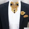 Bow Ties Luxury Tie Brooch Pocket Towel Set Mens High-End Jewelry Gift Fashion British Korean Men Wedding Accessories 230215 Drop Del Dhzbf