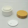 Lagringsflaskor 10g 20g Natural Bamboo Wood Lid Plastic Jar Cosmestic Cream Packaging Wood Cover PP Bottle 30pcs/Lot.