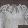 Basic & Casual Dresses Woman White Tassel Dress Flare Sleeve O-Neck Elegant Embroidery Split For Lady Party Holiday Wear Summer 21060 Dh1Rg