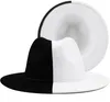 Patchwork blanc noir laine en feutre jazz fedora chapeau femmes unisexes largeur panama fête trilby cowboy capen gentleman wedding hat 228814783