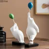 Decorative Figurines Balloon Bear Ornaments Resin Crafts Cartoons Simulation Animal Statue Ball Children's Room Decoration Gifts