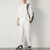 Męskie dresy gofrowe waflowe spodnie dresowe Ustaw długie rękawie kieszenie na bluzę z kapturem Spring Spring Casual Male Sport Suit