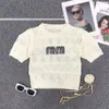 Rhinestone Letter T Shirt Womens Tops Designer Knitted Tees Sexy Hollow Sweater Multi Color