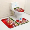 Bath Mats 3pcs/set Merry Christmas Bathroom Mat Anti Slip Kitchen Carpet Sets Home Washable Toilet Lid Cover Rug Floor