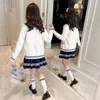 Kledingsets Japan schooluniform meisjes trui jas shirts plaid geplooide rokken 3 stks jk pak lente herfst katoen geknikt vest