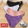 レディースパンティー3PCS FINETOO WOMEN COTTON SEXY V-WAIST BRIECSソフトアンダーウェアパンティー女性通気性の親密ランジェリー大規模M-4XL