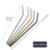 Drinking Straws 6Pcs/Set 304 Stainless Steel Long Metal Straw Eco-Friendly Reusable Set With Cleaner Brush Bar Accessories