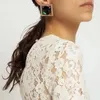 Boucles d'oreilles en pente Designer exagéré carré cristal grand coup d'oreille Femmes Top Quality Europe America Jewelry Trendy 2024