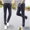 Мужские джинсы мужчины растягивают худой мужской дизайнерский бренд супер упругие прямые брюки Slim Fit Fashion Drop Delive Clothing Dhfkt
